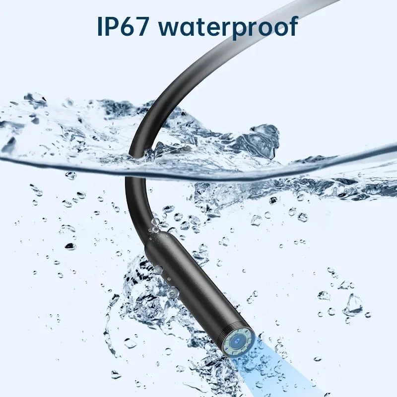 INSKAM 2MP Endoscope Camera IP67 Waterproof 8MM Hard Wire Pipeline Inspection Borescope With 8 Adjustable LED For IOS Iphone