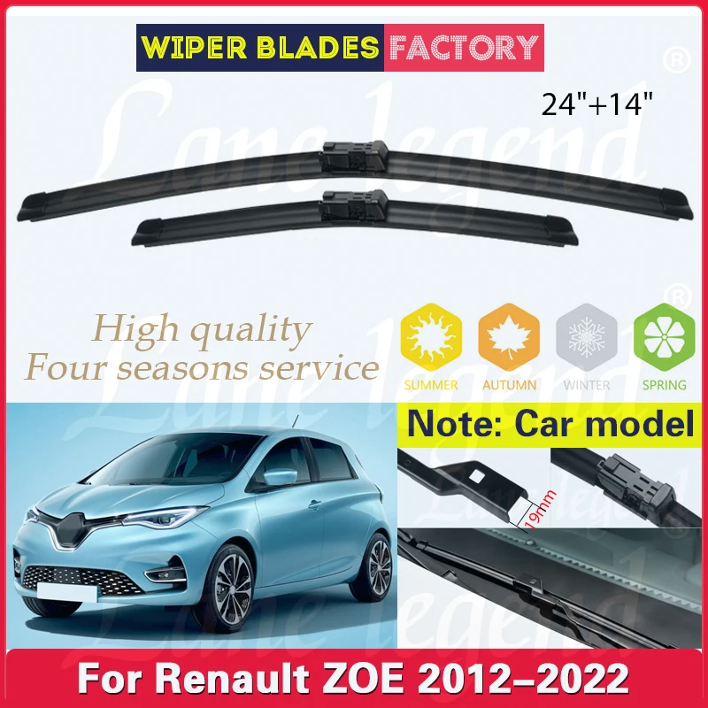 

For Renault Zoe 2012 - 2022 2pcs Front Windshield Wiper Blades Windscreen Window Car Accessories 2013 2014 2015 2016 2017 2018