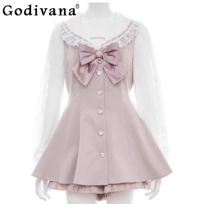 

Large Size Sweet Japanese Navy Collar Sailor Sets Spring High Waist A-line Girls Long Sleeve Dress Age Reduction College Dresses