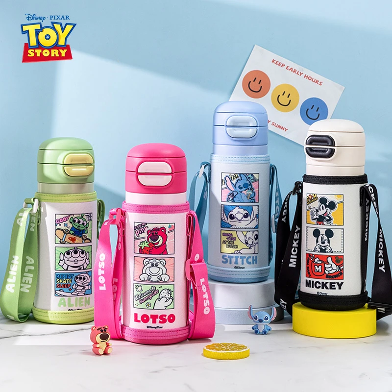 ディズニー スティッチ 子供用水筒 学校用 316ステンレス鋼製 保温カップ デュアルドリンク蓋付き 水筒 カップ付き