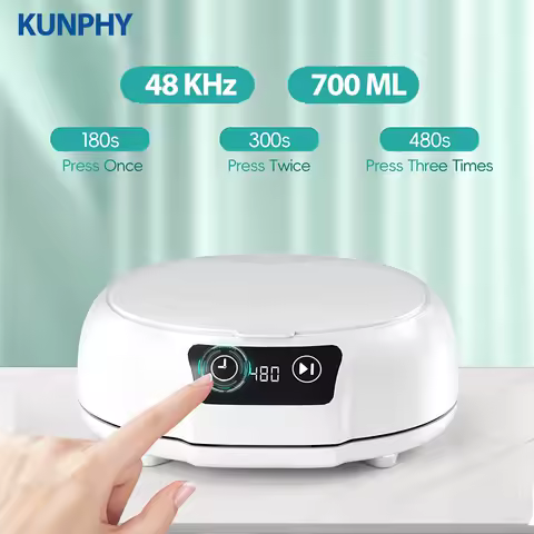 KUNPHY Ultrasonic Cleaner 700ML Adjustable Large Capacity Fast Powerful Jewelry Brace Glasses Jewelry Sonic Cleaning Household