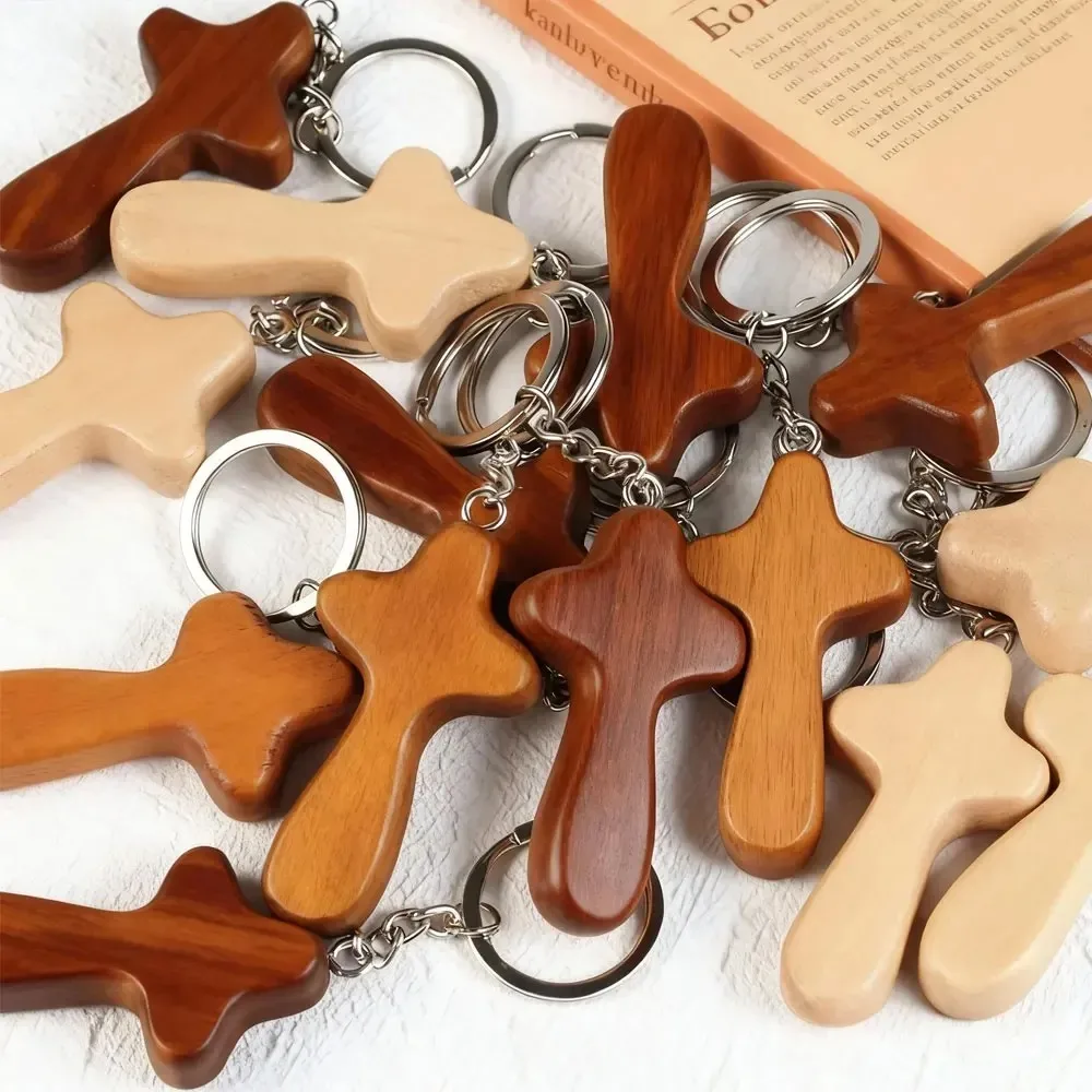 Personalisierter Holz-Schlüsselanhänger mit Eigenem Logo und Namen, Kreuz-Design, Taschenanhänger, Schlüsselring für Auto und Motorrad, Individuelles Dekorationsgeschenk – Detail 6