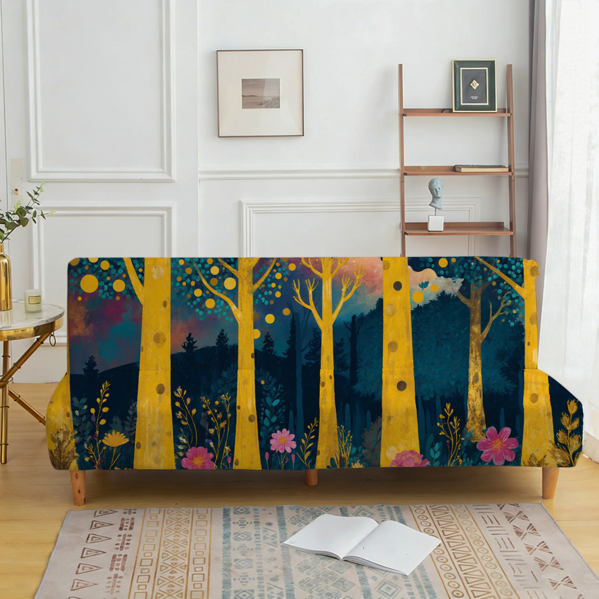 

Эластичный чехол для дивана-кровати, чехол для дивана в стиле ретро с лесным принтом, универсальный пылезащитный чехол, простая установка, можно стирать в машине.