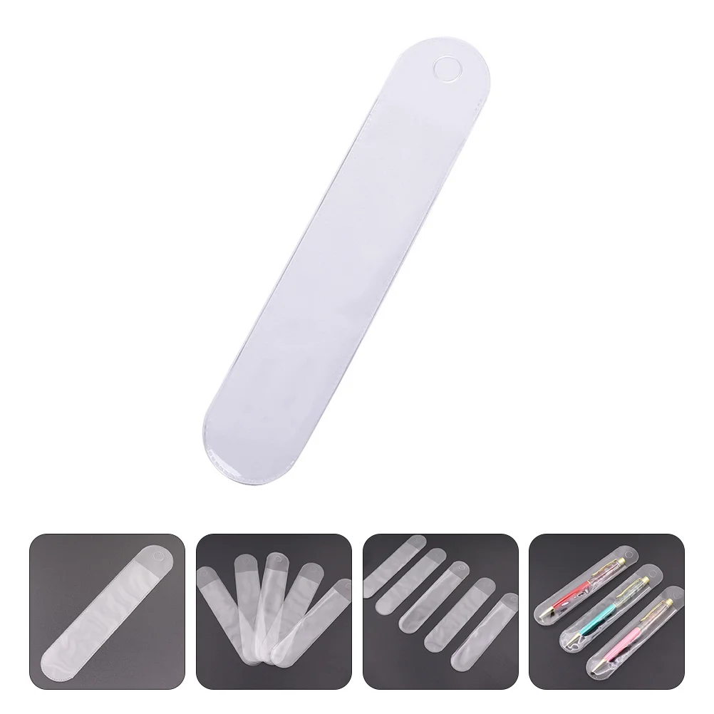 

25Pcs Single Pen Bag Clear Frosted Plastic Pouch Sturdy Stitched Edge Pen Protective Storage for Office School