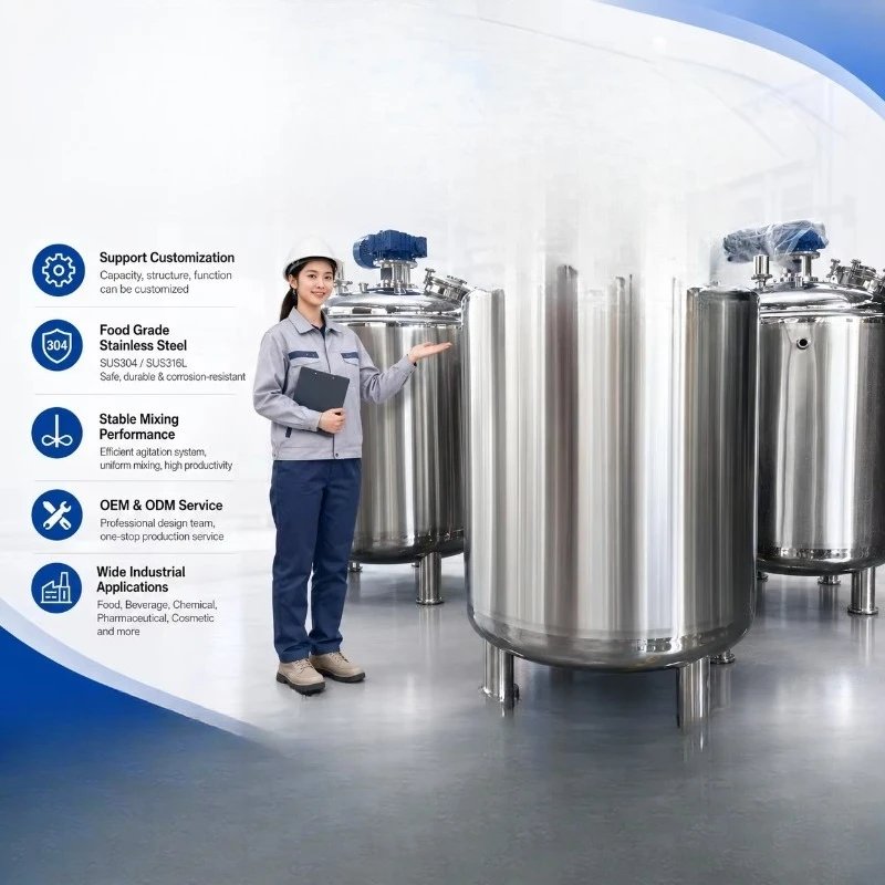 Stainless Steel Mixing Tank with Agitator Heating Jacket for Food Chemical Liquid Blending tank