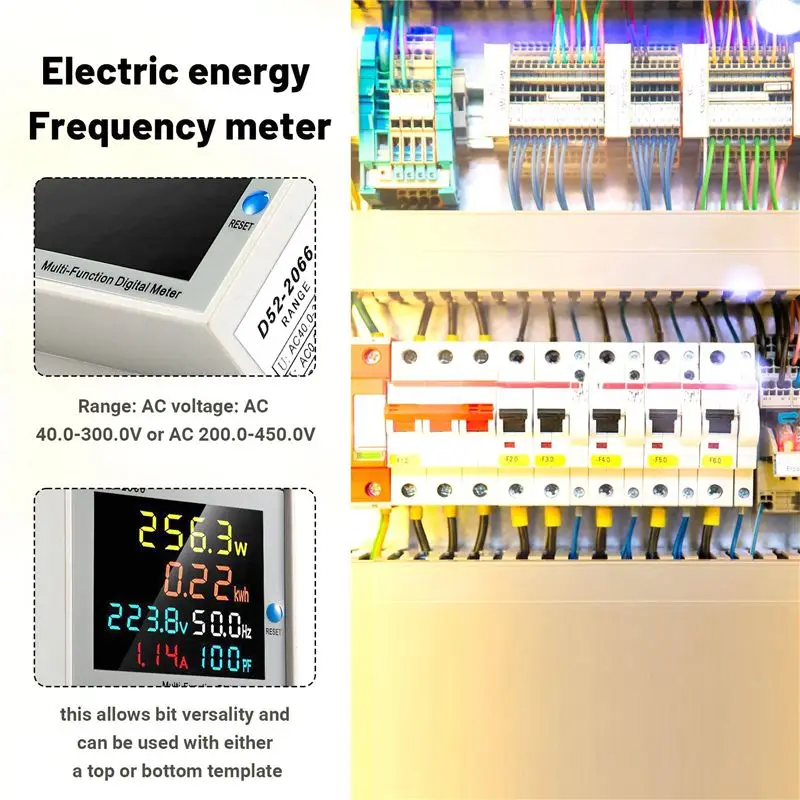 Din Rail AC Monitor 6IN1 100A Voltage Current Power Factor Active KWH Electric Energy Frequency Meter VOLT AMP-A74P