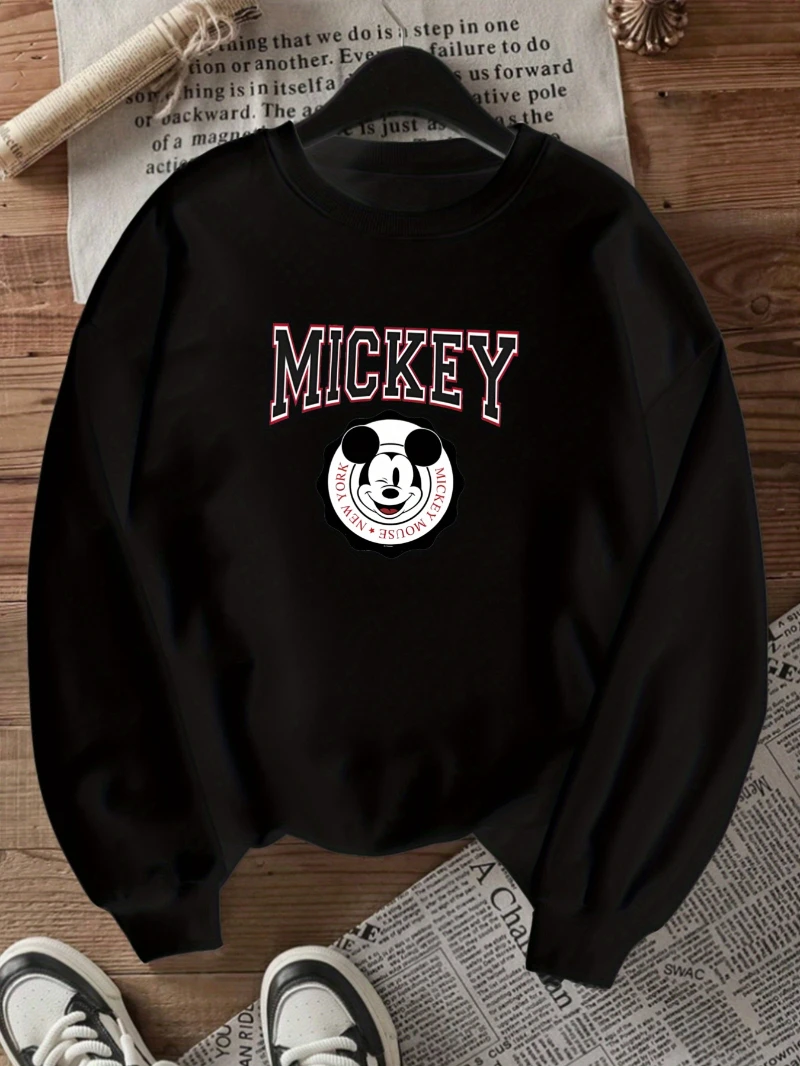 Disney Mickey Mouse Avatar Print Pattern Hoodie, Autumn and Winter Pure Cotton Soft, Warm, Comfortable and Fashionable Hoodie