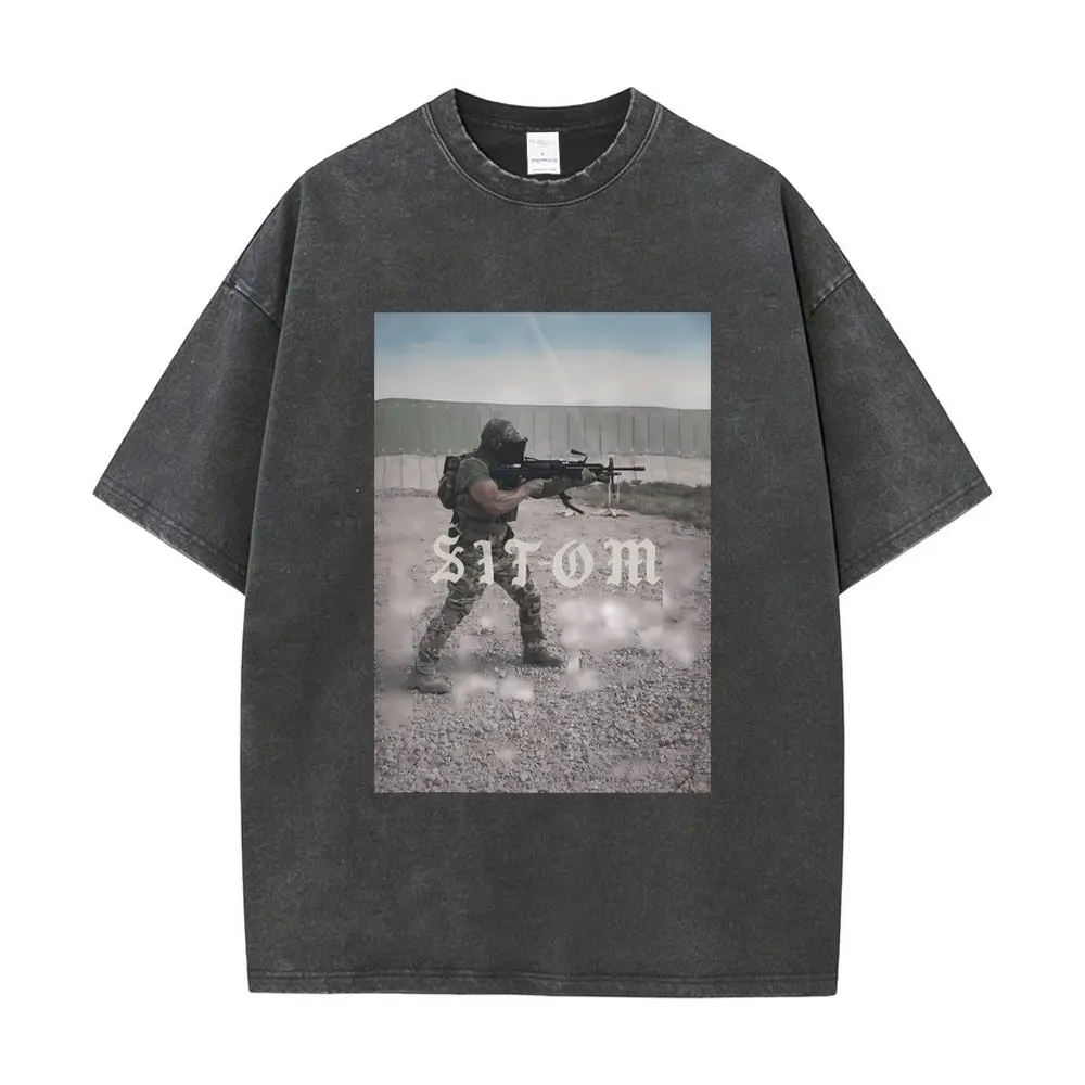 

Forward Observations Group Sitom Vintage Washed T-shirt Skeleton Graphic Tshirt Men Women Fashion Gothic Rock Oversized T Shirt