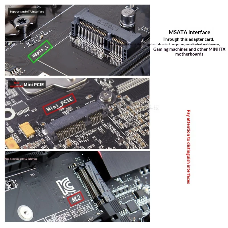 mSATA to SATA 7Pin Adapter Card MCA1219 Mini SATA SSD to Serial ATA Converter Board for Laptop Desktop