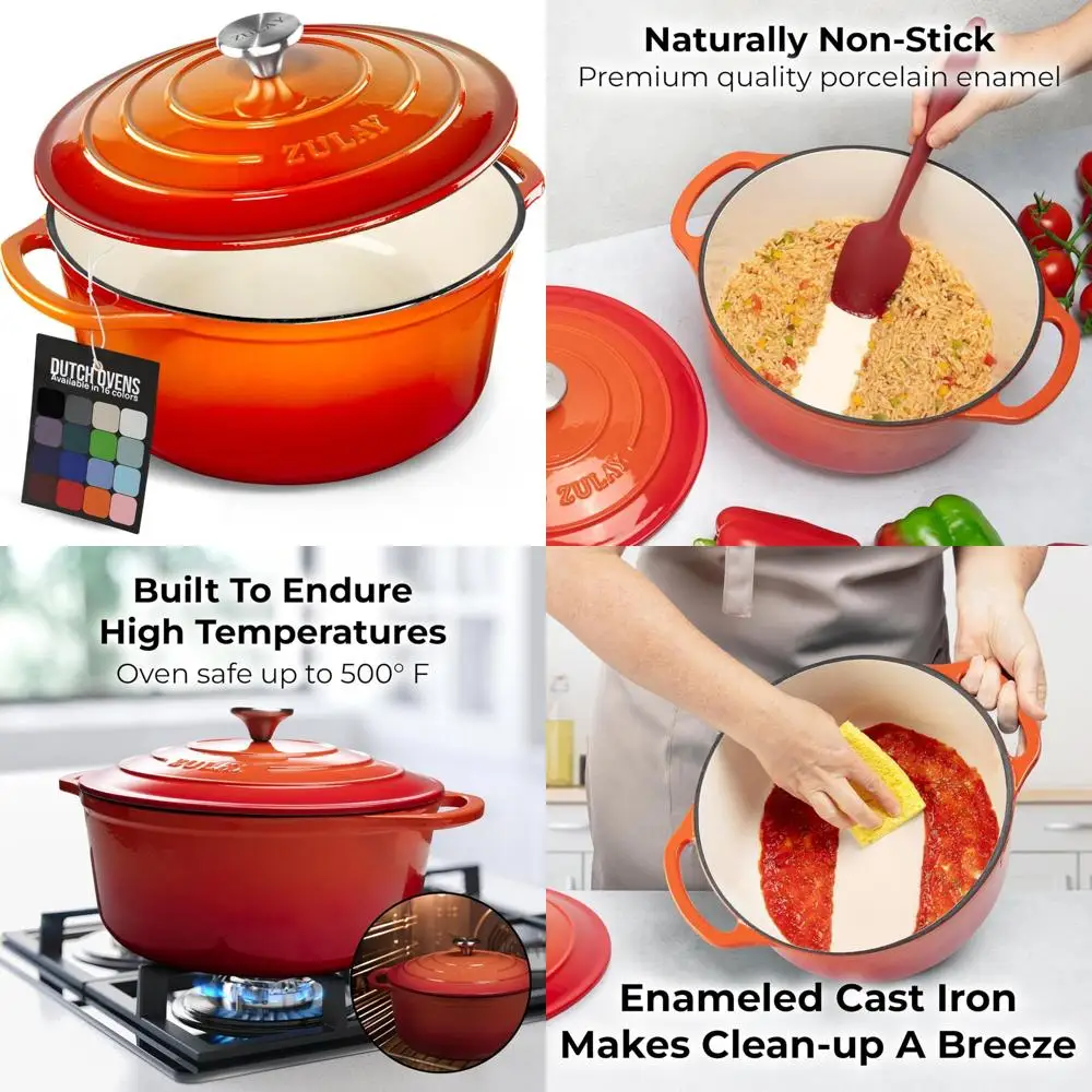 

Enameled Cast Iron Dutch Oven Pot 6 Quart - Heavy Duty, Oven Safe up to 500°F, Premium Durability, Cookware for All Cooking Need