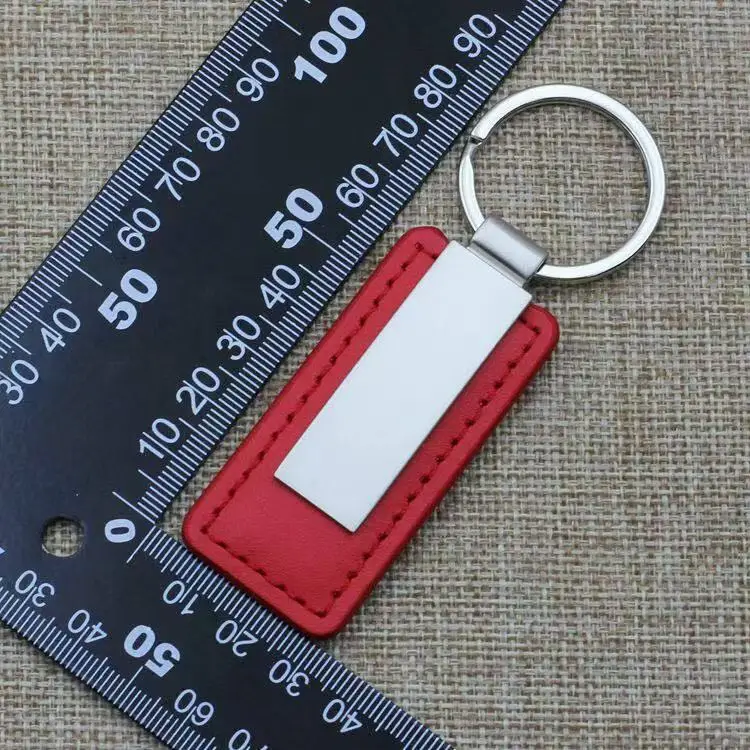 Einfacher Leder-Schlüsselanhänger, rechteckig, Edelstahl, Metall, Herren-Schlüsselring, Auto-Geschenk, Schlüsselanhänger, exquisiter Modeanhänger, Großhandel – Detail 14