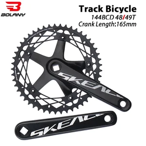 Skeace Mountain Bike Crank set, crankset bike, square hole, aluminum alloy, single speed, chainwheel, 165mm, 49t, 144bcd 8 Main Sales PE Sailing Speed - №3