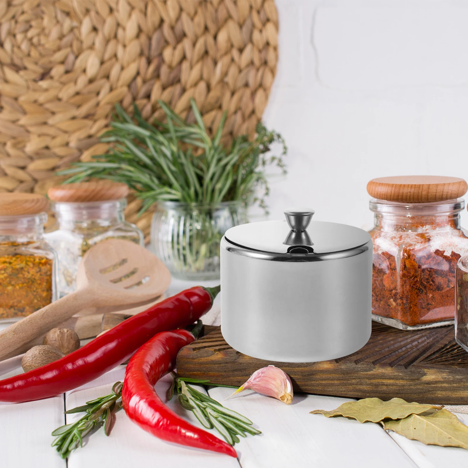 

Jar Seasoning with Sugar Container Stainless Steel Condiment Storage Jars
