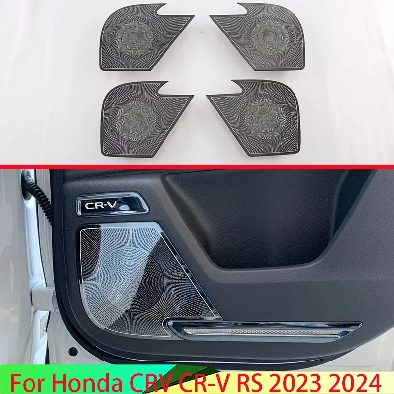 For Honda CRV CR-V RS 2023 2024 Stainless Steel Speaker Cover Interior Trim Side Door Stereo Bezel Collar Ring Garnish Molding