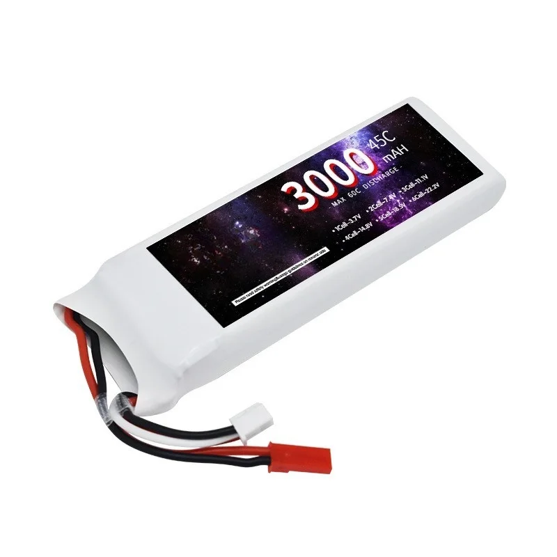 7.4V 3000mAh 45C 2S Lipo Battery for RC Car Airplane Boat Drone High Discharge Rate Hardcase
