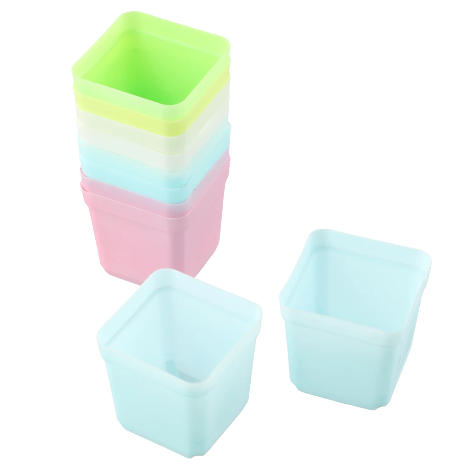 20 Pcs Mini Basin Square Flower Pot Succulent Plant Trays Home Office Plastic DIY Colorful Flowerpot Garden Decoration