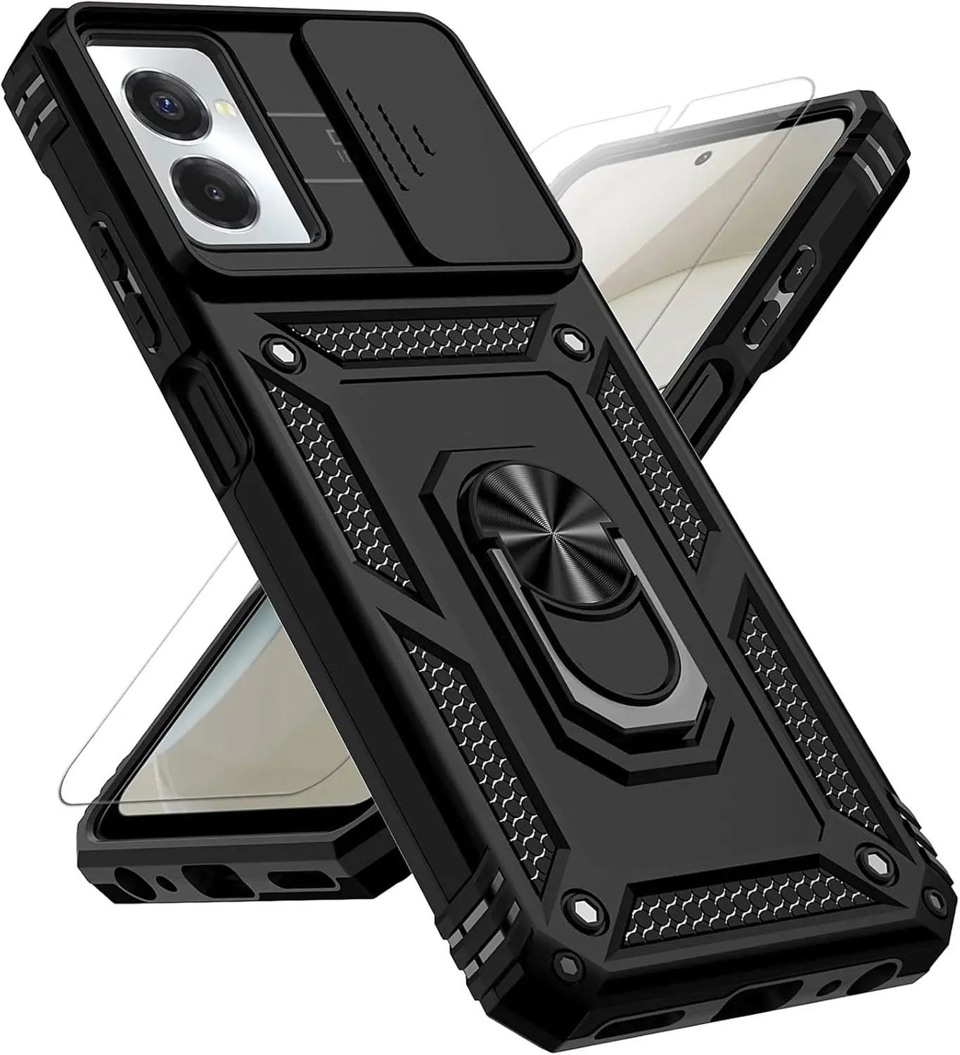 

Moto G Power 5G 2024 Case with Slide Camera Cover, Magnetic Ring Holder & Kickstand - Black