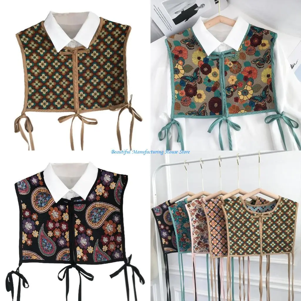 e56a-women-chinese-embroidery-half-top-shawl-vintage-flroal-cheongsam-fake-collar-lace-up-decorative-neck-cover-dickey