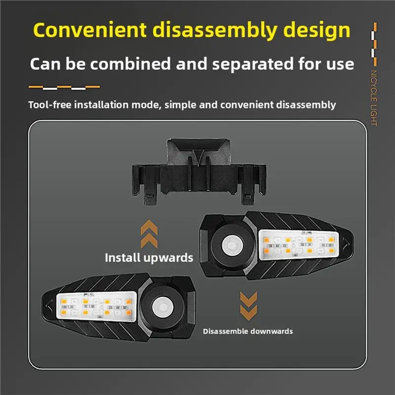 A61P Electric Scooter Turn Signal Rear Light Remote E-Bike Tail Light Lamp Rechargeable USB Light Scooter Accessories image 2