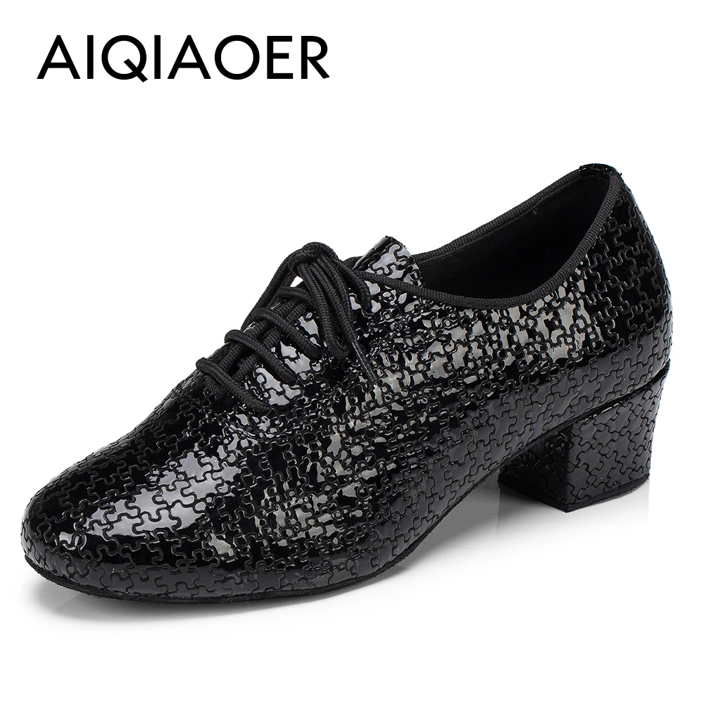 

Leather lady dancing shoes top toe cowhide middle heel modern dancing shoes lady soft-soled Latin dancing shoes