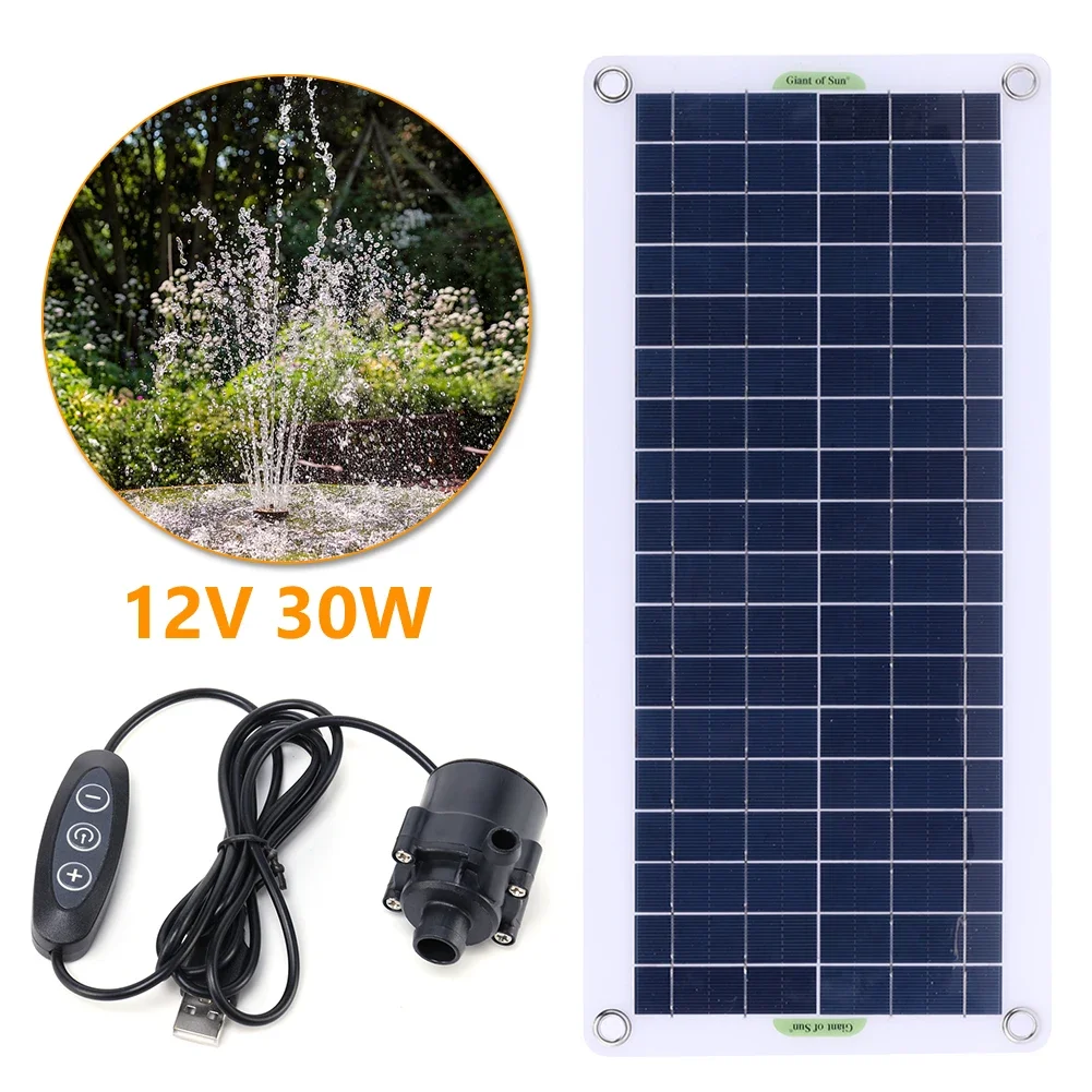 19W 800L/H Fountain Panel Pump Garden Decorative PET Solar Power Panel Water Pump Watering System Solar Panel Pump Kits for Pond