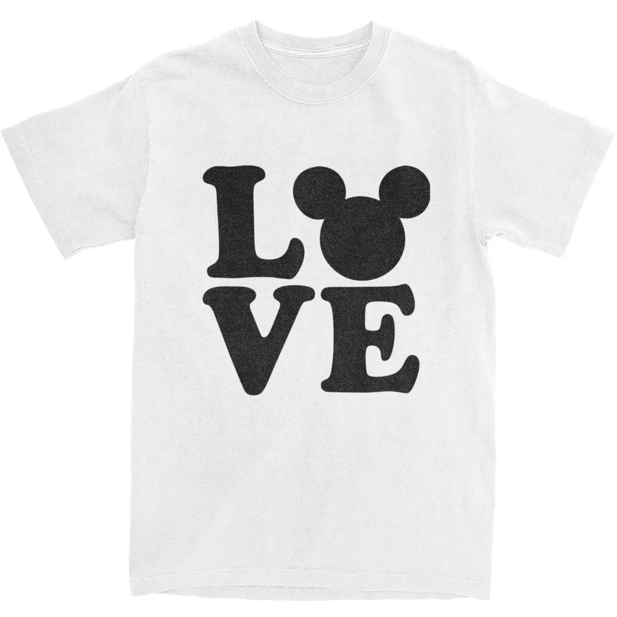 Mickey Mouse LOVE T Shirt Men Y2K Funny Cotton T Shirts Summer O Neck Hip Hop Tees Print Big Size Tops