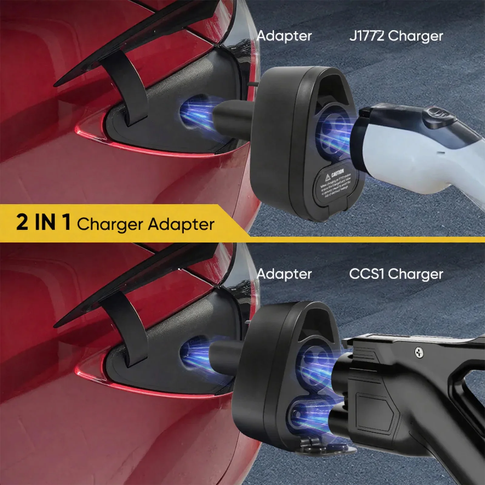 CCS1 & J1772 2-in-1 충전 어댑터 (미국형) 테슬라 모델 3/Y/X/S용 NACS DC 고속 및 AC 저속 충전 어댑터 변환기 콤보 컨버터 썸네일 2