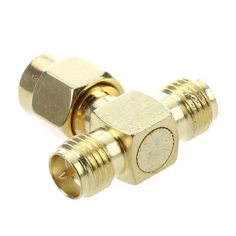 A84E-8 Pcs RP SMA Male To Two RP SMA Female Triple T RF Adapter Connector 3 Way Splitter