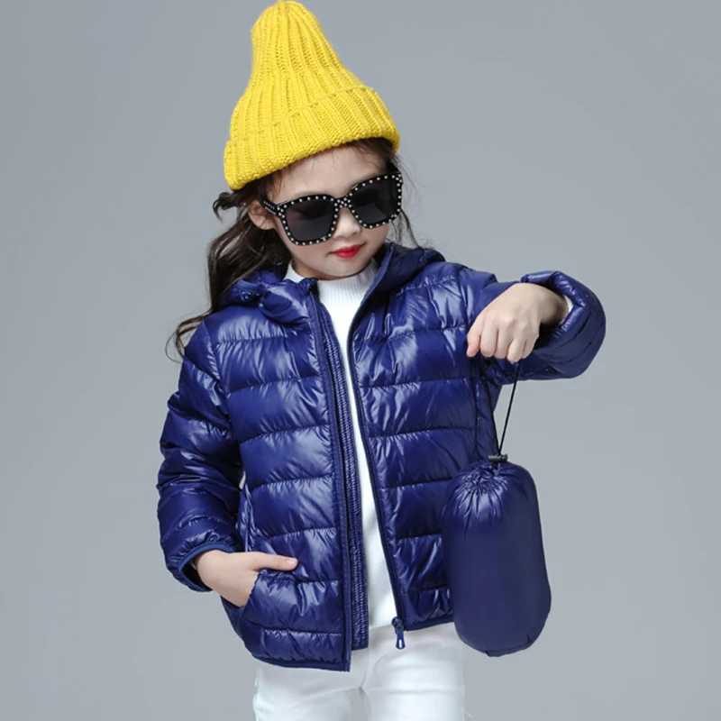 0-10℃ Boys Down Jacket Children Winter Coat Kids Ultra Light Puffy Jackets for Girls Portable Hooded Down Coats for Teenagers