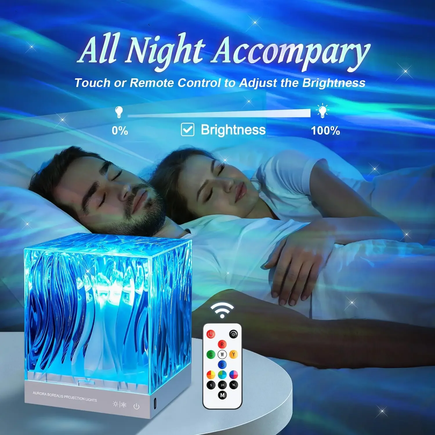 Northern Lights-Lámpara Aurora Borealis, proyector de ondulación de agua recargable por USB, luz nocturna de cristal RGB, decoración de habitación,