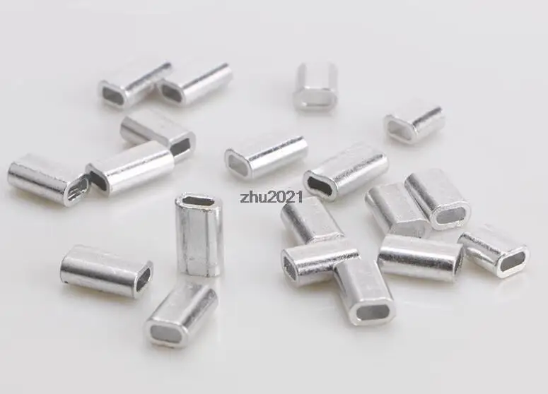 1.5mm 1/16 "fune metallica in acciaio ghiere in alluminio maniche tono argento 100 pezzi