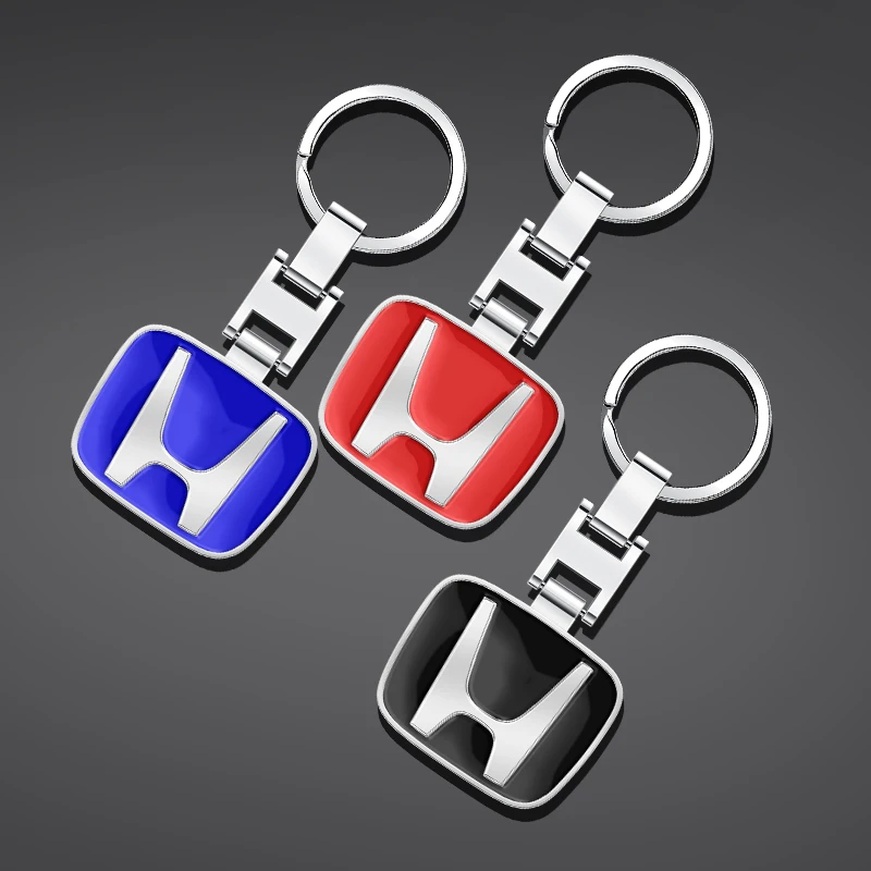 Metal Car Emblems Keychain Key Ring Anti-Loss Keyring Pendant For Honda City HRV Jazz Accord Civic CRV Fit Vezel Insight Odyssey