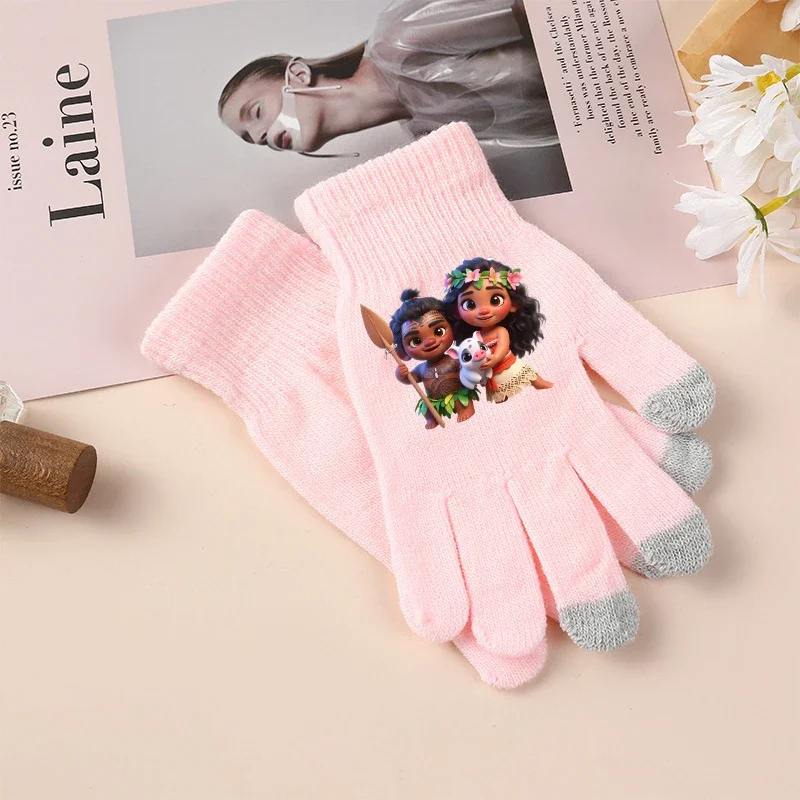 Moana 2 Knitted Gloves Girl Cute Anime Derivative Surrounding Mittens Winter Outdoor Warm Thick Gloves Children Christmas Gift