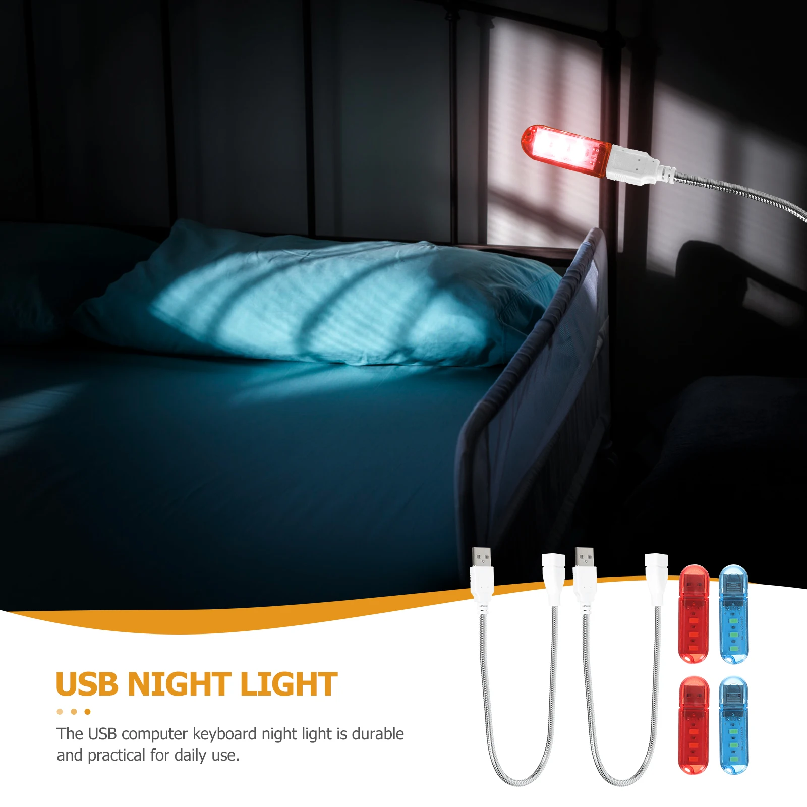 

USB Night Light Portable Gooseneck Reading Lamp PVC Alloy USB Computer Keyboard Small Size Energy Saving Durable Practical