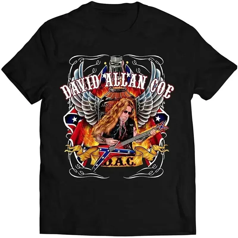 David Allan Coe Concert Herren-T-Shirt aus schwarzer Baumwolle, alle Größen 2F334