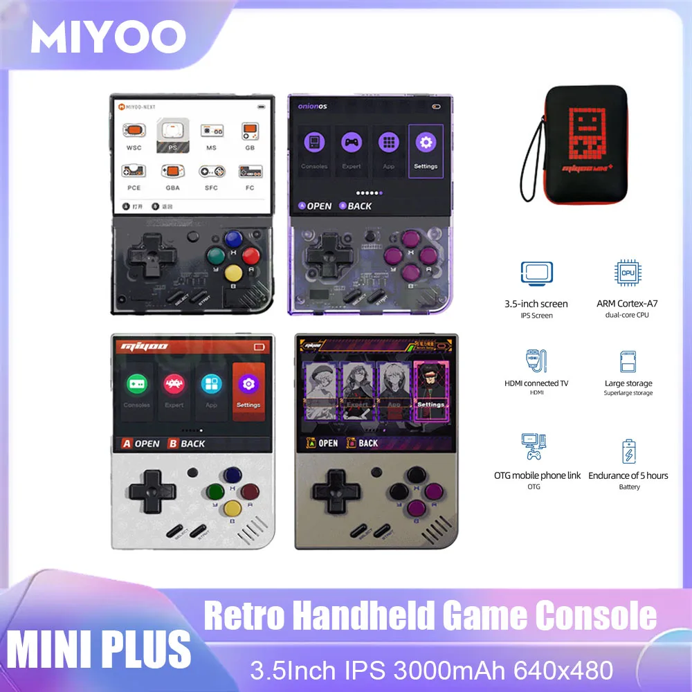 Miyoo Mini Plus V3 Retro Handheld Game Console 3.5Inch IPS HD Screen 3000mAh WiFi 20000 Game Linux System Portable Video Players