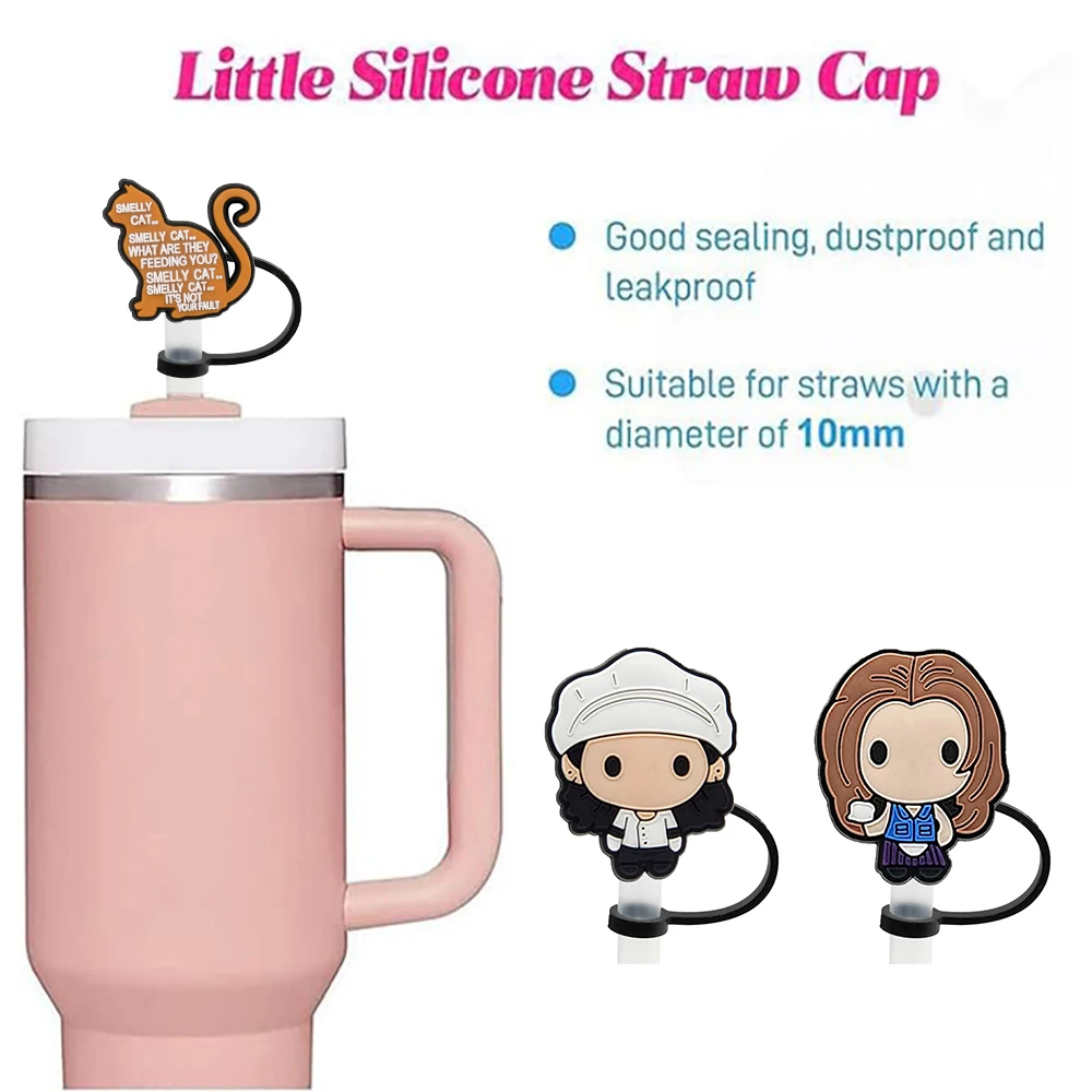 28pcs Old Friends Silicone Straw Topper,Straw Caps for Stanley Glass Cup,with 30&40Oz Tumbler with Handle Dust-Proof Reusable
