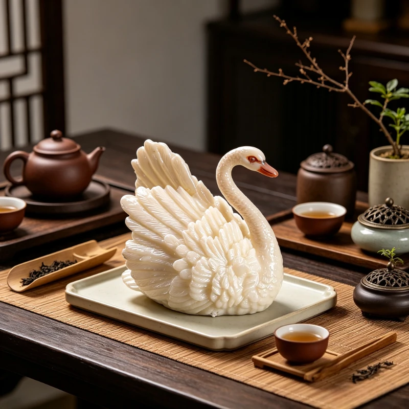 1pc Color Changing Swan Tea Pet Ornament Tea Table Home Living Room Tea Table Decoration
