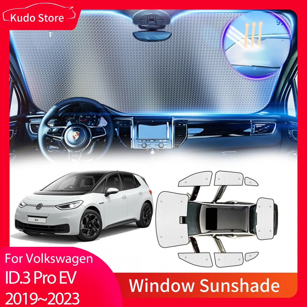 

Full Covers Sunshades for VW Volkswagen ID.3 Pro EV 2019~2023 Sun Protecti Windshield Curtain Car Windows Visor Mats Accessories