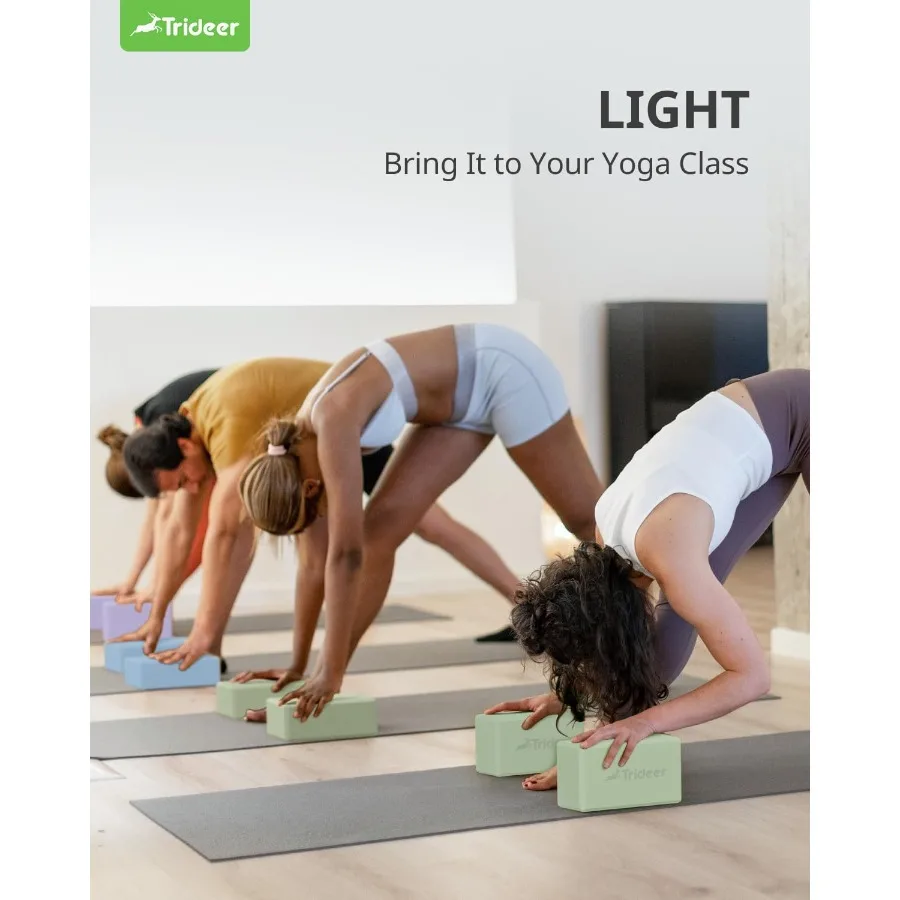 Trideer Yoga Blocks Lot de 2 blocs en mousse souple antidérapante avec bords biseautés pour l'alignement et l'étirement dans le yoga, le Pilates et la danse S