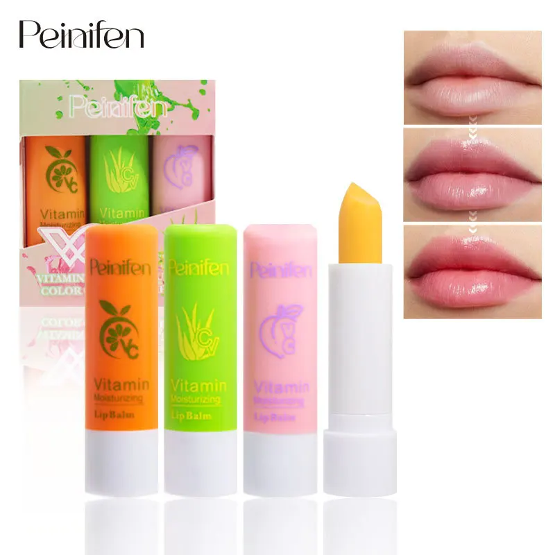 New Fruit‑flavor Temperature Changing Lip Balm Set, Hydrating Moisturizing Nourishing Long‑wear Lip Care Makeup Cosmetics