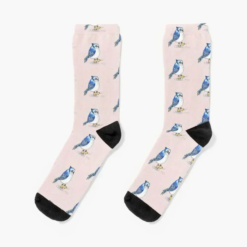 

Blue Jay in rain boots Socks cartoon fashionable men cotton high quality Toe sports Woman Socks Men's