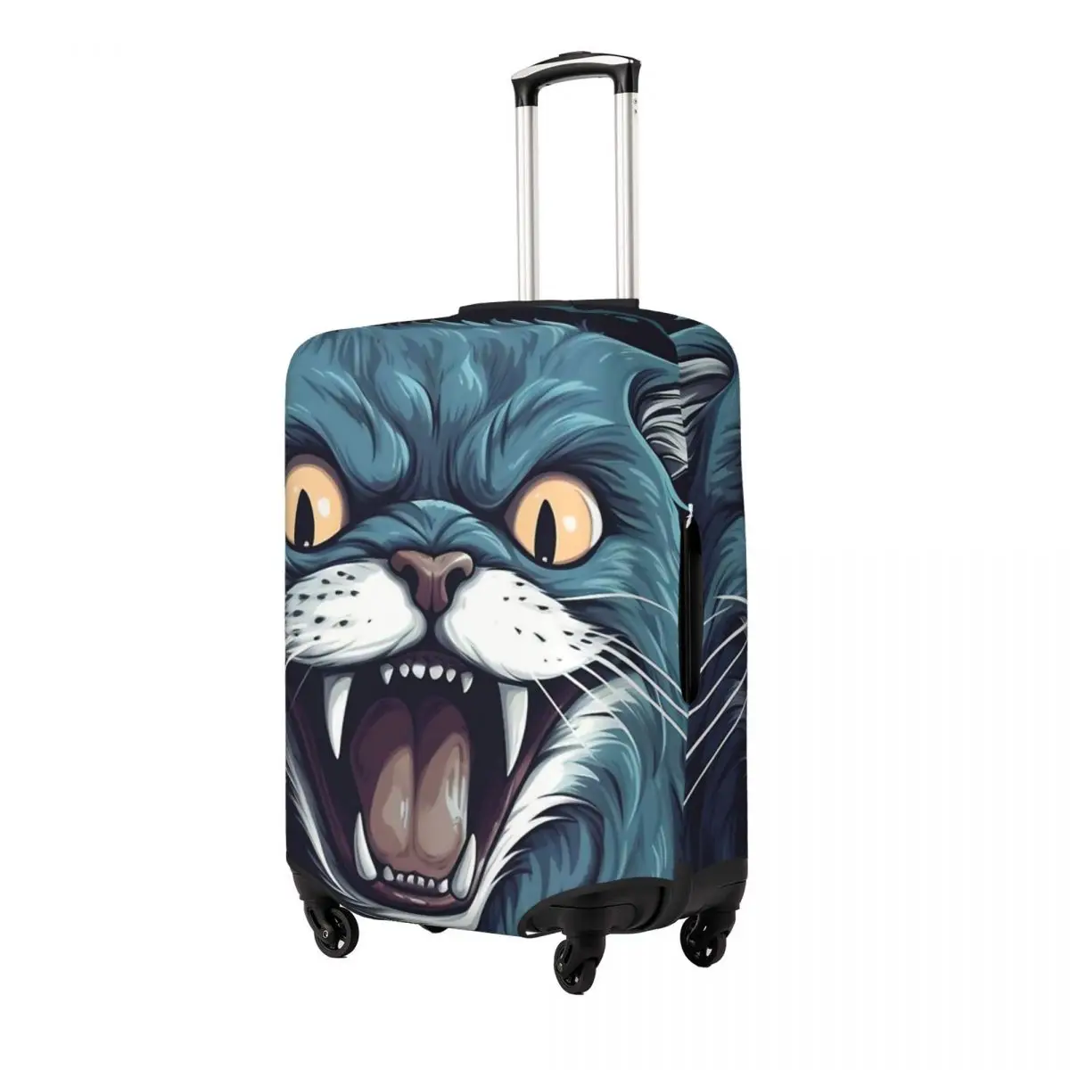 Blue Scary Cat Print Luggage Protective Dust Covers Elastic Waterproof 18-32inch Suitcase Cover Travel Accessories