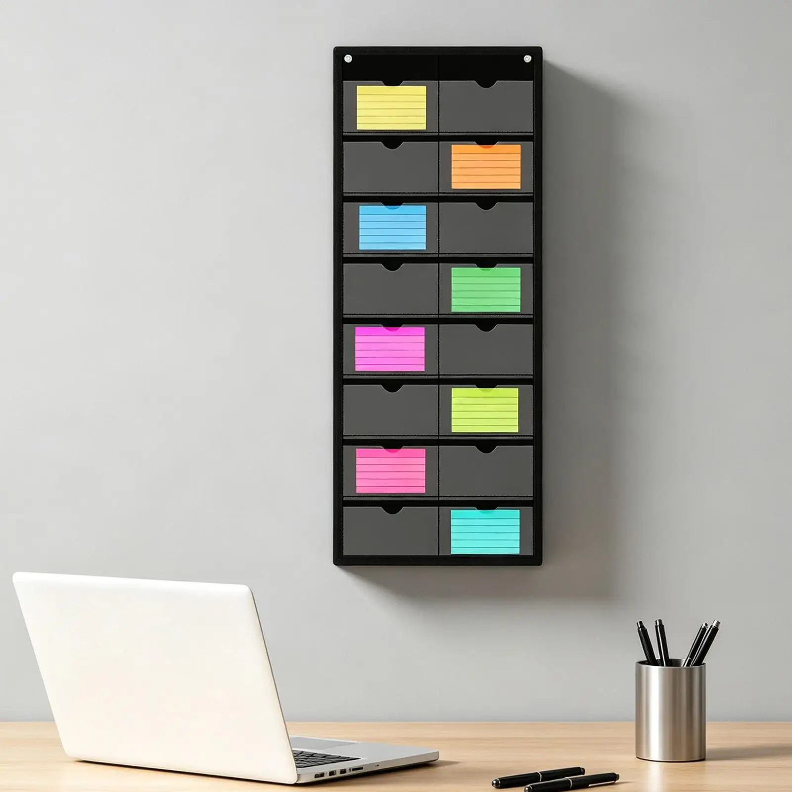Business Card Holder Wall Mount 3x5 Inch Sticky Note Storage Index Card Holder Sleeve for Teachers Collectors Educators