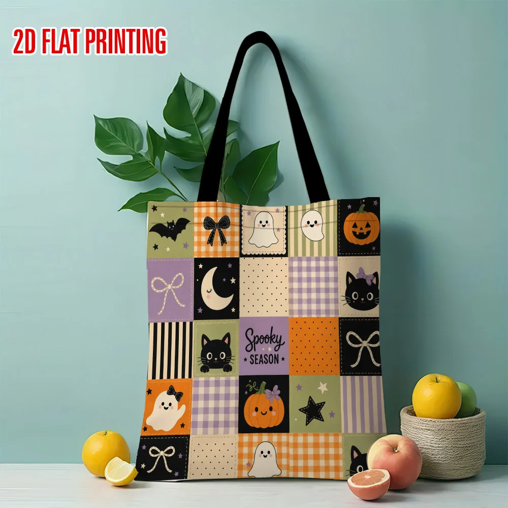 1pc 1pcs Women' & Men' Spooky Season Tote Bag Durable Patch Print Suitable for Shopping, Gym, Everyday Use Shoulder Bag Handbag