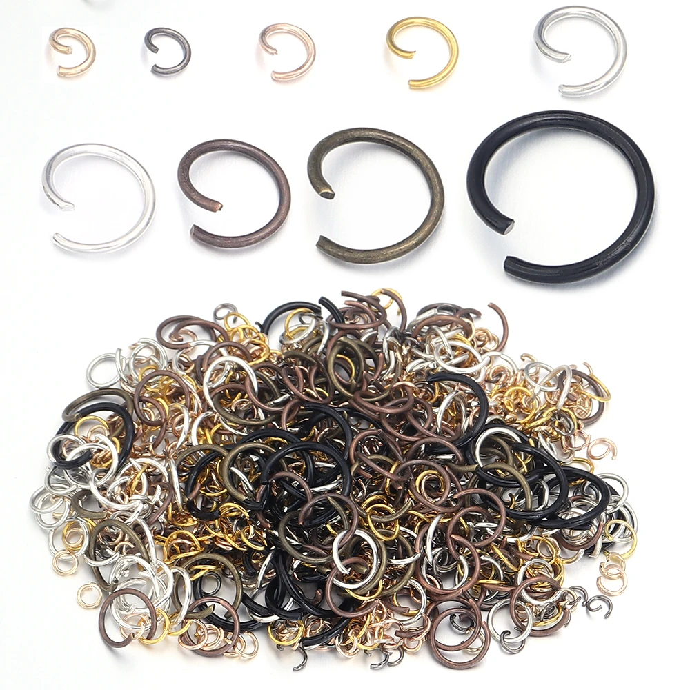 50-200pcs/lot 4/5/6/7/8/10/12/14mm Metal Open Jump Rings Open Single Loops Split Ring Connectors For DIY Jewelry Making Findings