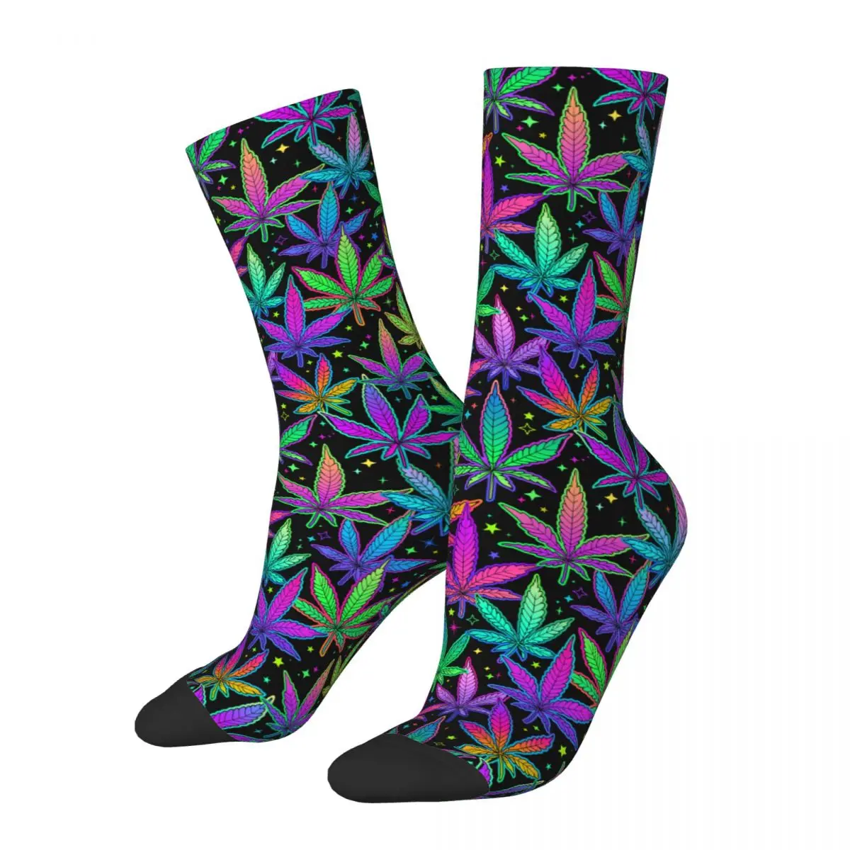 Harajuku Women's Socks Trippy Weed Plant Leaves Hippy Product Warm Graphic Sock All Season