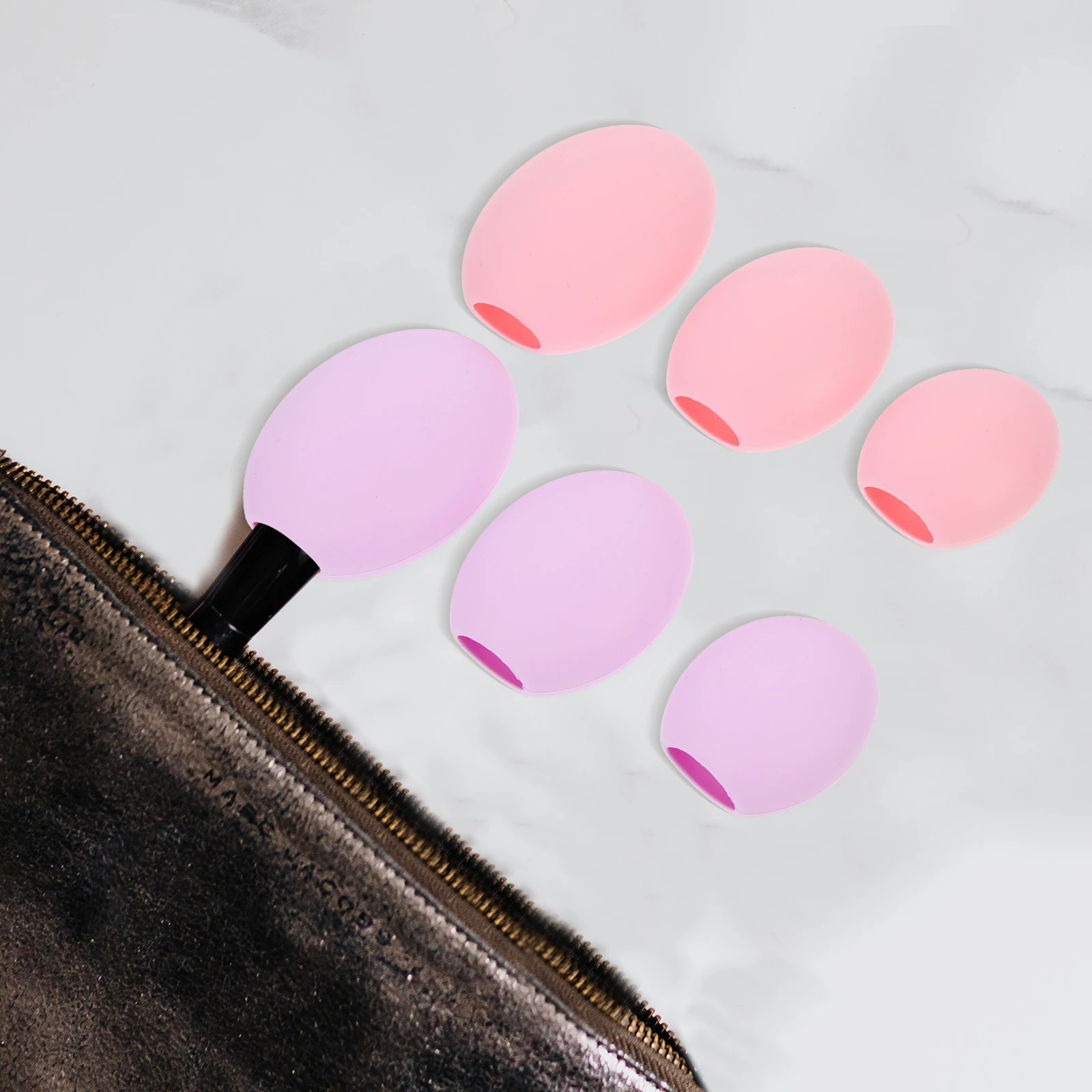 

6pcs Makeup Brush Guards Silicone Dustproof Travel Covers Protector Caps For Cosmetics Brushes Head Cover Tools