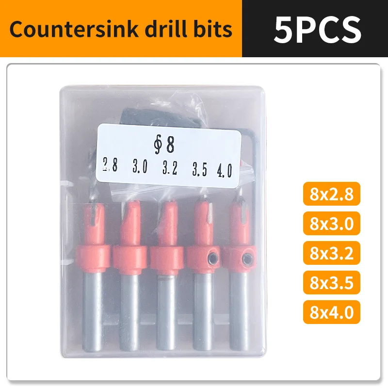 

Counter sink Drill Bit Set HSS Counter Bore Screw Countersunk Step Pilot Holes For Screw 8MM Shank Dia.8-10mm Wood Woodworking