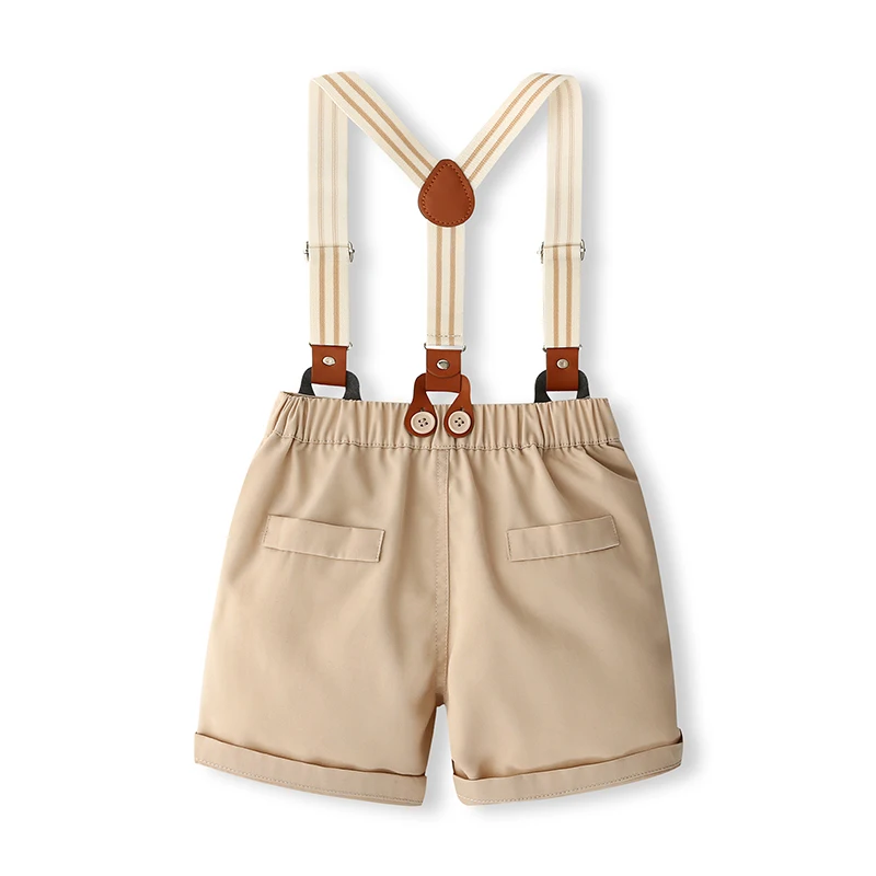 Wankitoi Baby Boy Clothes Suits Toddler Summer Formal Short Shirt Bowtie Suspender Shorts Set Gentleman Wedding Outfits